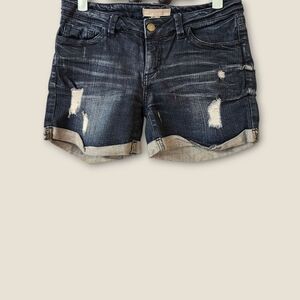 2.1 Denim Dark Blue Distressed Jean Shorts Sz 26